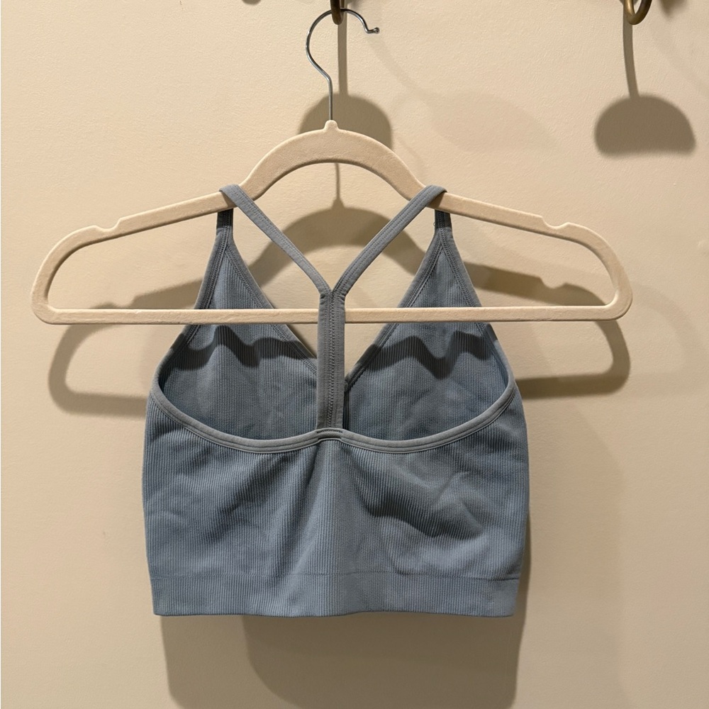 SET Active Sculptflex Ribbed V Cropped Bra in Light Blue - Picture 2 of 3